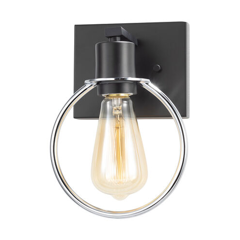 EVOLV 6.5 inch Matte Black with Chrome Ring Wall Sconce Wall Light in Matte Black / Chrome Ring