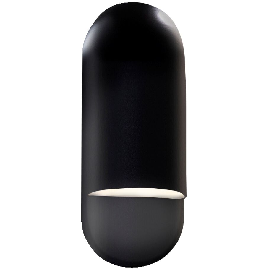 Ambiance Collection - Capsule LED 5 inch Gloss Black Outdoor Wall Sconce in Dedicated LED, 4D x 14H, Form+Finish+Function
