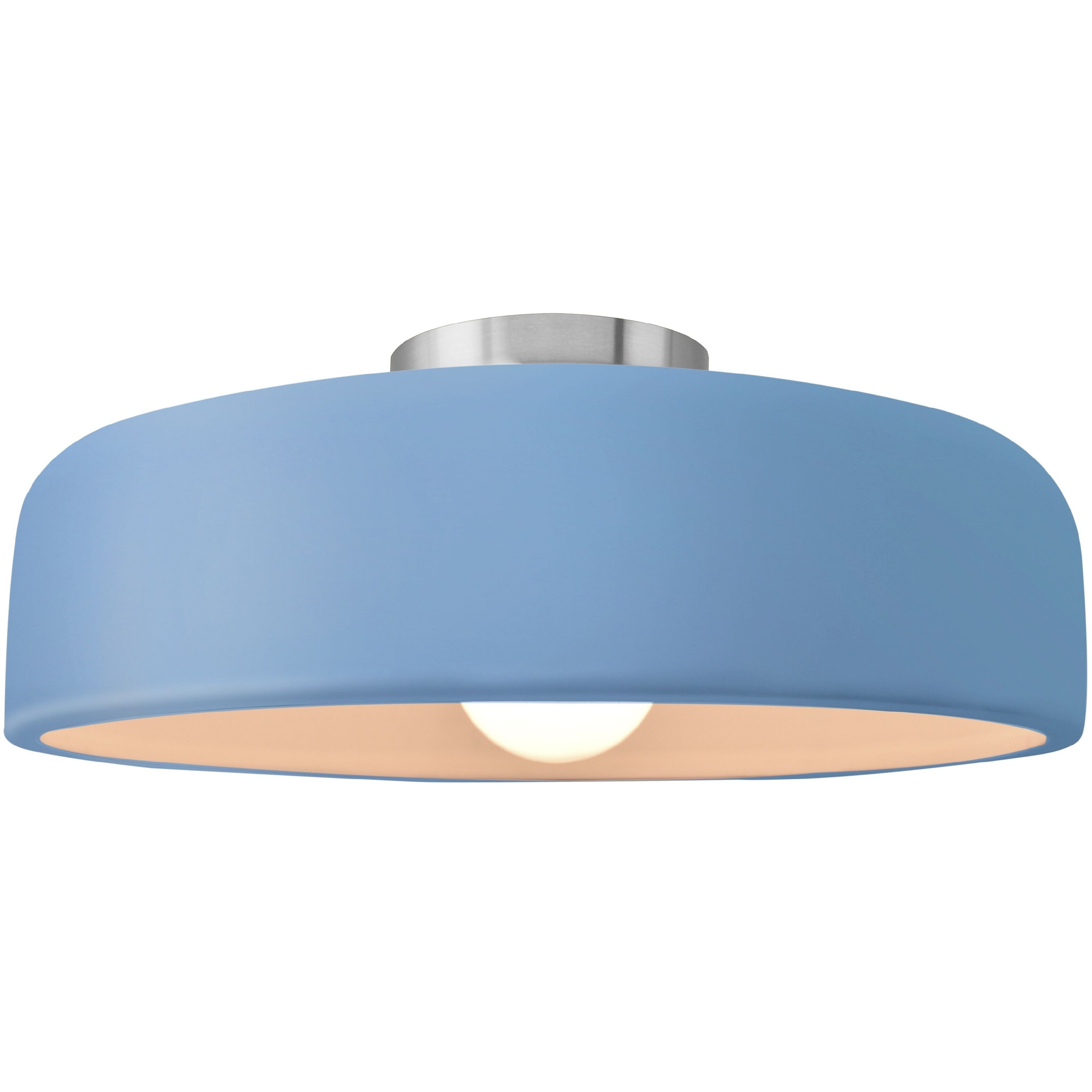Radiance Collection - Spire LED 16 inch Sky Blue and Brushed Nickel Semi-Flush Ceiling Light in Dedicated LED, 16W x 6.5H, Form+Finish+Function
