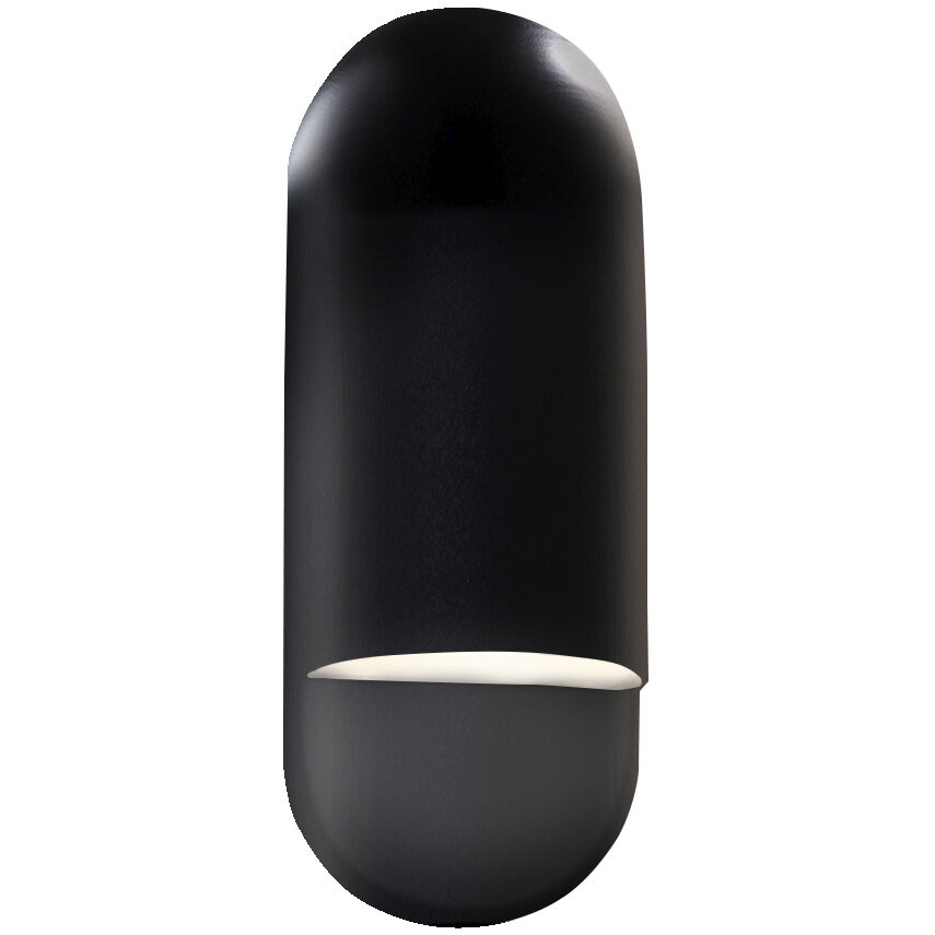 Ambiance Collection - Capsule Wall Sconce Wall Light in Replaceable Bulb, Gloss Black, 4D x 14H, Form+Finish+Function