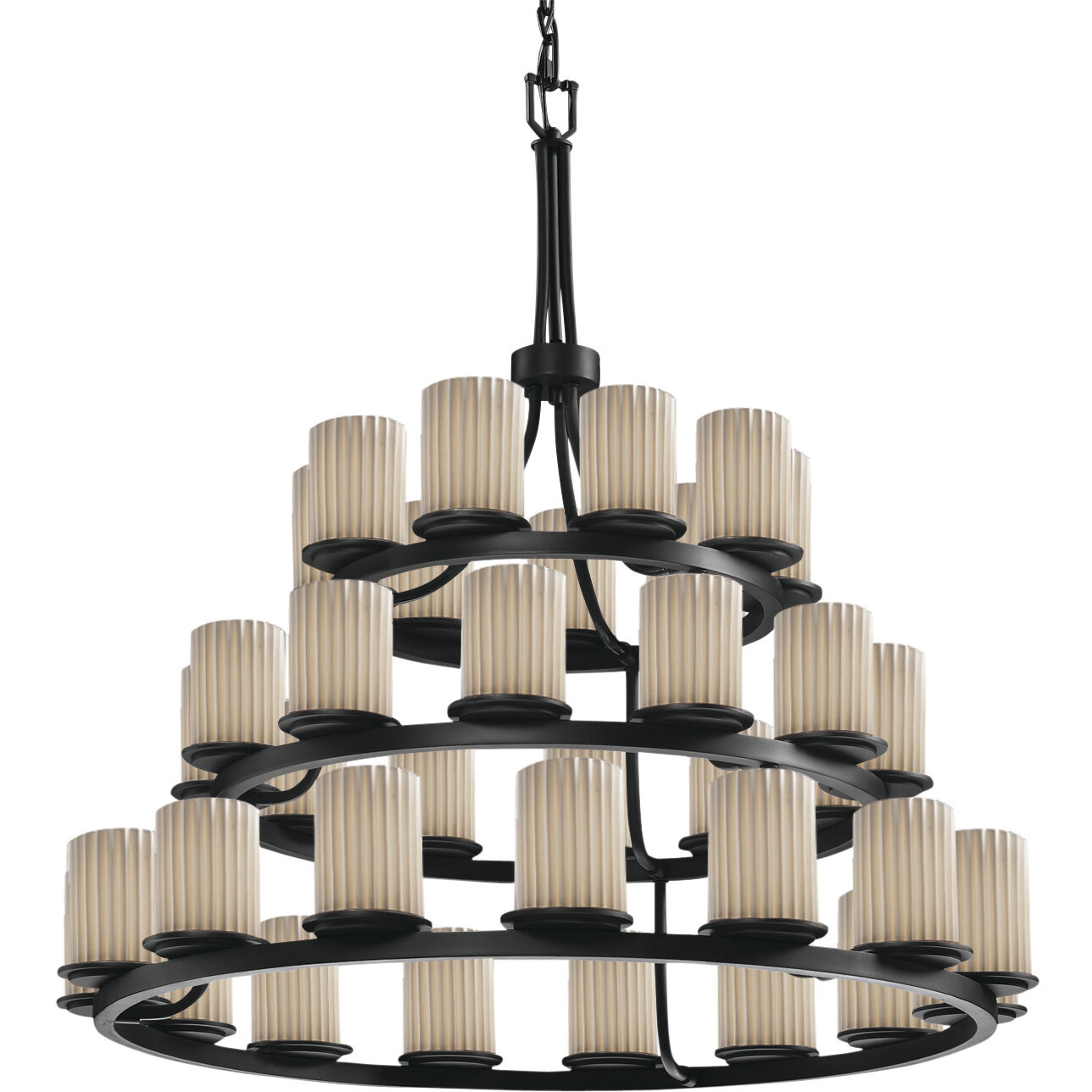 Limoges 36 Light 42 inch Matte Black Chandelier Ceiling Light in Pleats, Incandescent