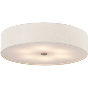 Textile Collection 6 Light 30 inch Brushed Nickel Flush Mount Ceiling Light in Cream (CandleAria), Classic Family