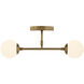 Fusion Collection - Noho Family 2 Light 16.5 inch Brushed Brass and Etched Opal Semi-Flush Ceiling Light, EVOLV