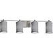 Textile 34 inch Brushed Nickel Bath Bar Wall Light in LED, Cream, Cylinder with Flat Rim, Era