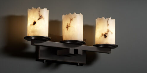 Lumenaria 3 Light 21 inch Dark Bronze Bath Bar Wall Light in Cylinder with Broken Rim, Incandescent