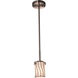 Wire Glass 1 Light 5 inch Dark Bronze Pendant Ceiling Light in Grid with Opal, Incandescent