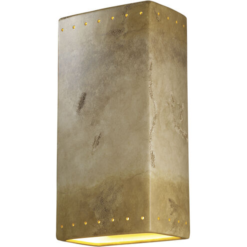 Ambiance Rectangle LED 21 inch Hammered Polished Brass Outdoor Wall Sconce, Really Big