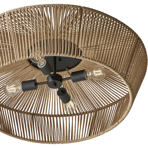 Eco LED 30 inch Matte Black Semi-Flush Ceiling Light in Natural