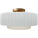 Radiance Collection - Pleated Tier LED 14.5 inch Gloss White and Brushed Brass Semi-Flush Ceiling Light in Dedicated LED, Gloss White (outside and inside of fixture), 14.5W x 7.25H, Form+Finish+Function