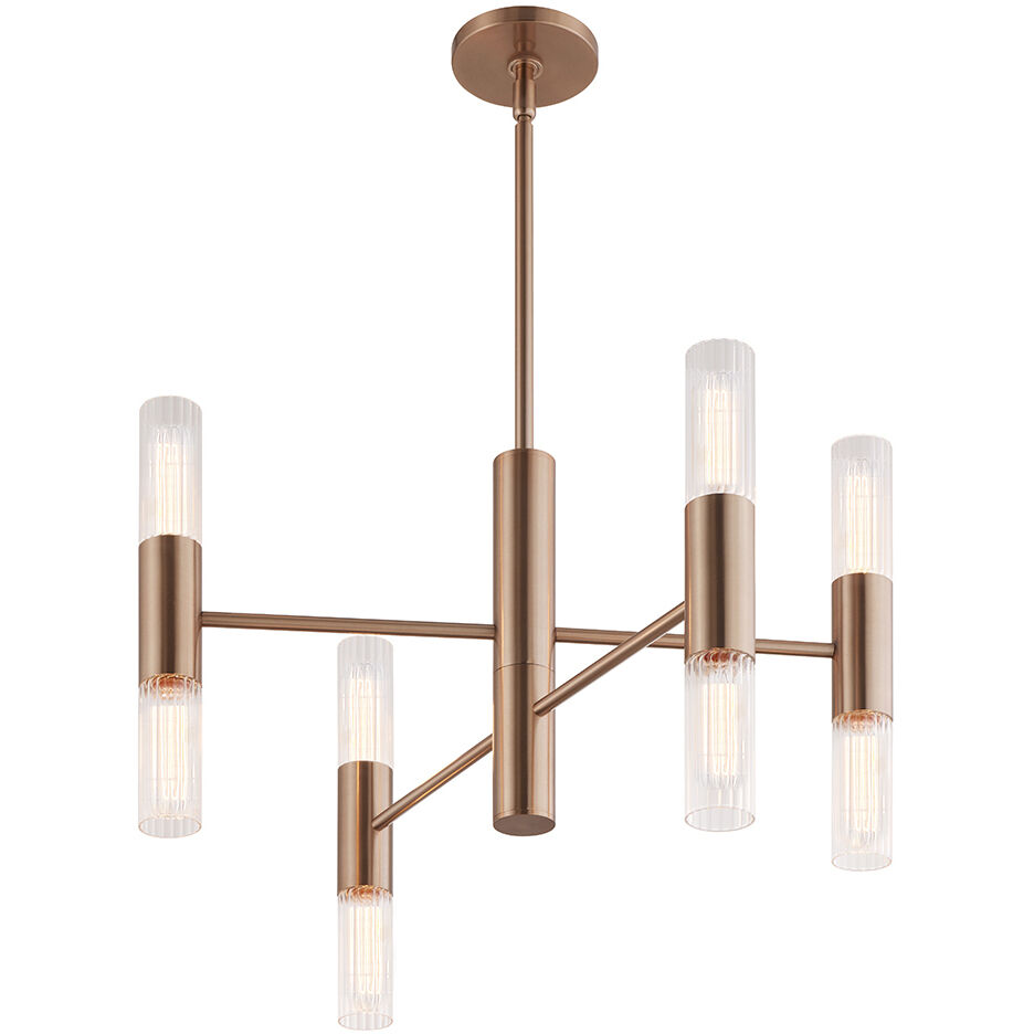 Fusion Collection - Rimini Family 8 Light 24 inch Brushed Brass Chandelier Ceiling Light in 24" D x 24" W x 17.25" H, EVOLV