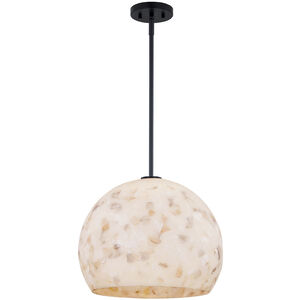 Alabaster Rocks Collection 1 Light 17 inch Matte Black Pendant Ceiling Light, Globe Family