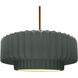 Radiance Collection - Pleated Tier Pendant Ceiling Light in Brushed Brass, Black Cord, Replaceable Bulb, Pewter Green, 16.25W x 6H, Form+Finish+Function