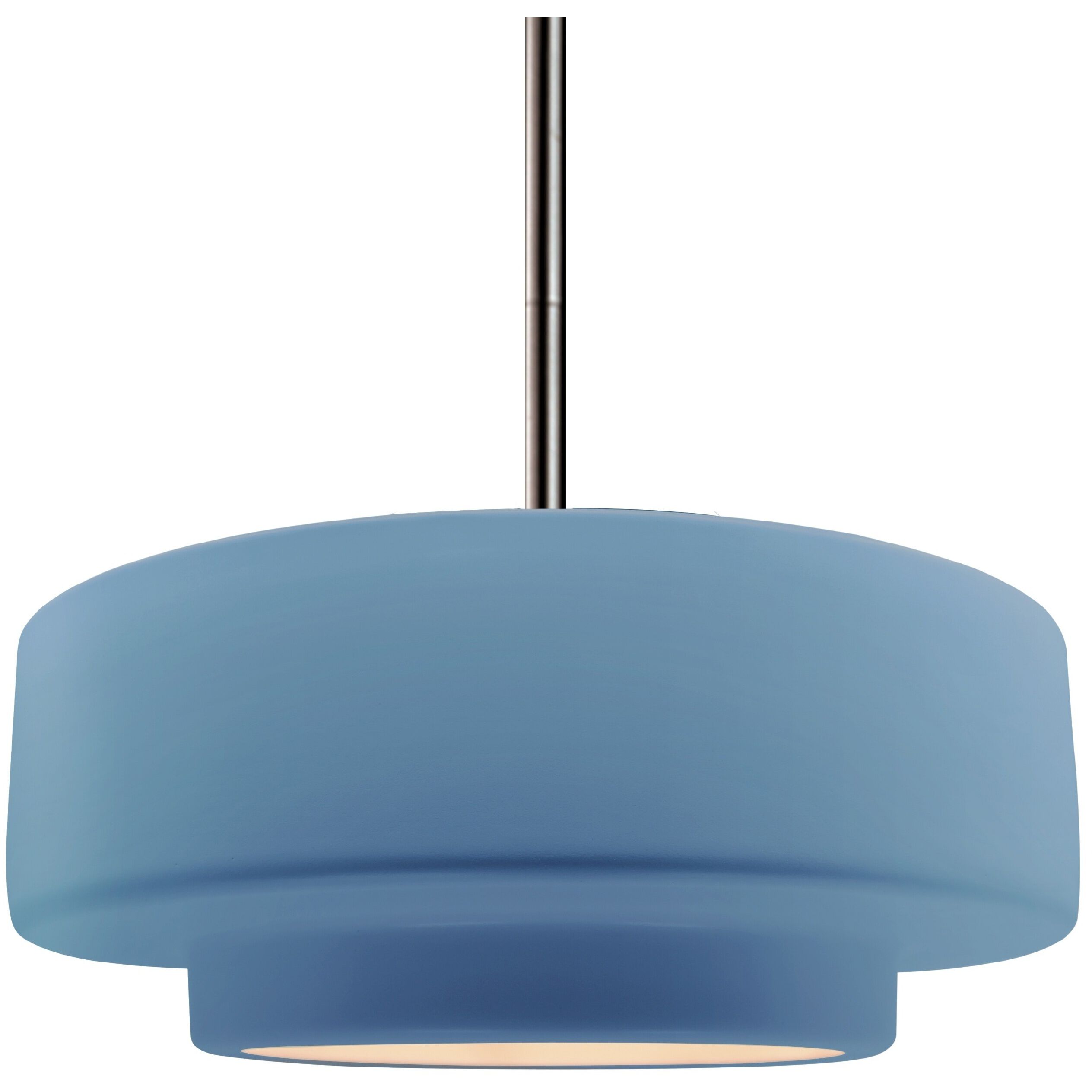 Radiance Collection - Tier Pendant Ceiling Light in Brushed Nickel, Dedicated LED, Black Cord, Sky Blue, 14.5W x 5.25H, Form+Finish+Function