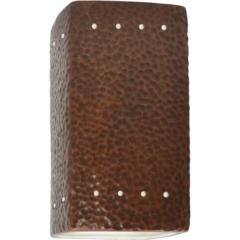 Ambiance Rectangle LED 5.25 inch Hammered Copper Wall Sconce Wall Light, Small
