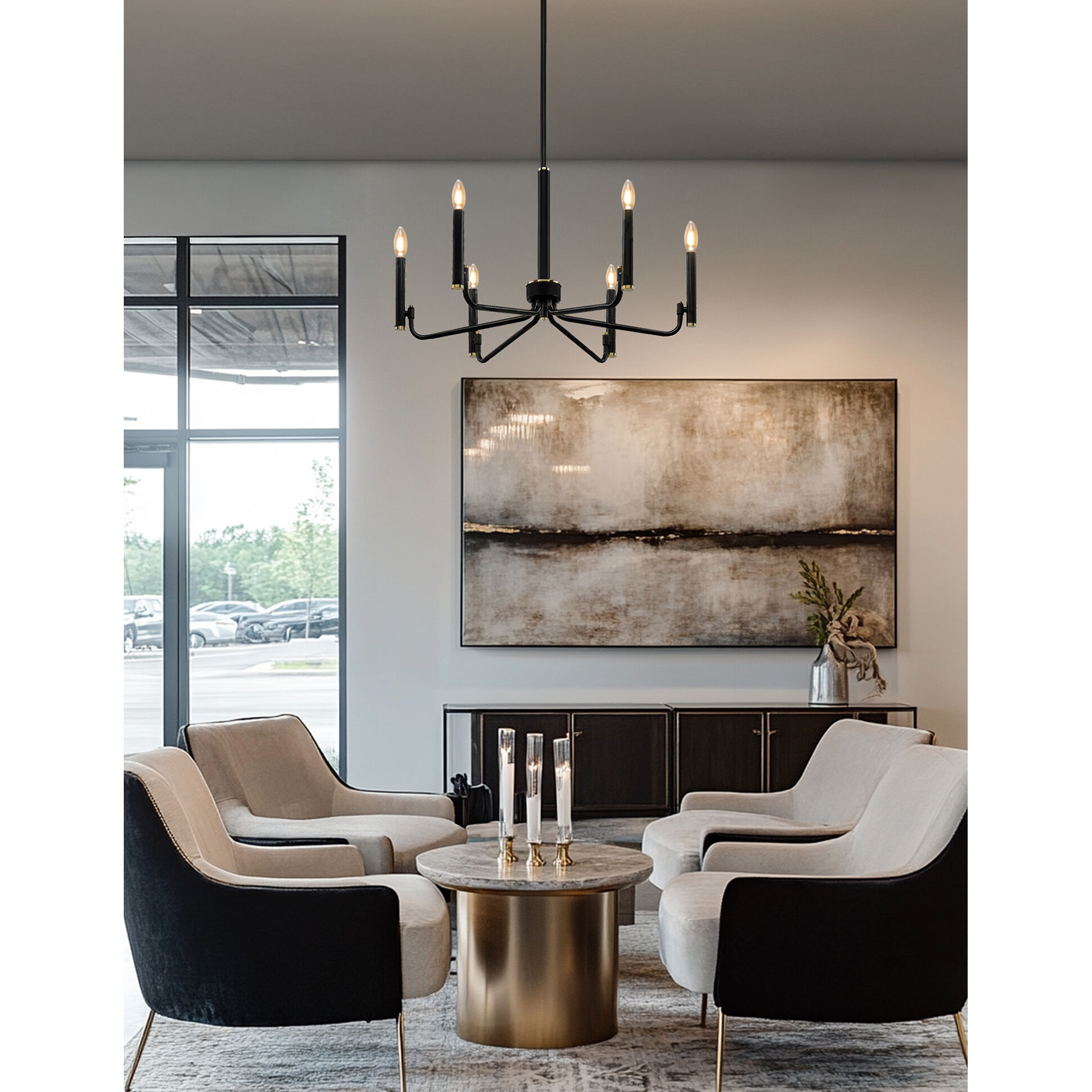 Bedford LED 24 inch Matte Black Chandelier Ceiling Light