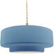 Radiance Collection - Tier Pendant Ceiling Light in Brushed Brass, Dedicated LED, Beige Twist Cord, Sky Blue, 14.5W x 5.25H, Form+Finish+Function
