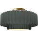 Radiance Collection - Pleated Tier LED 16.5 inch Pewter Green and Brushed Brass Semi-Flush Ceiling Light in Dedicated LED, 16.5W x 8H, Form+Finish+Function