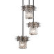 Metropolis 3 Light 7 inch Brushed Nickel Pendant Ceiling Light in Clear Textured (Veneto Luce), Cylinder with Rippled Rim