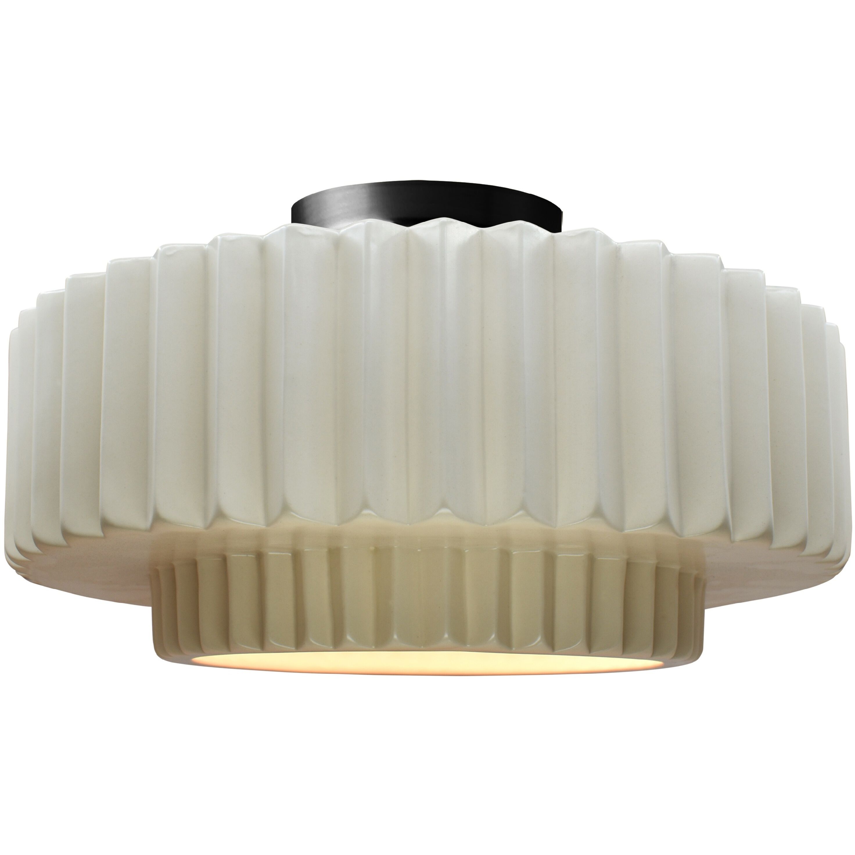 Radiance Collection - Pleated Tier LED 16.5 inch Matte White and Matte Black Semi-Flush Ceiling Light in Dedicated LED, 16.5W x 8H, Form+Finish+Function