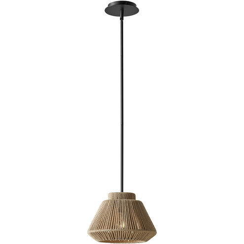 Eco LED 11.5 inch Matte Black Pendant Ceiling Light in Natural