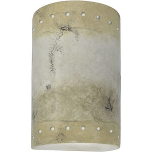 Ambiance Cylinder LED 9.5 inch Greco Travertine Outdoor Wall Sconce, Small