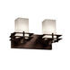 Fusion 2 Light 16.5 inch Dark Bronze Vanity Light Wall Light in Square with Flat Rim, Incandescent, Caramel Fusion