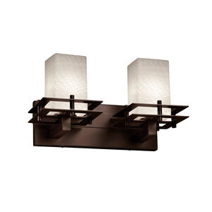 Fusion 2 Light 16.5 inch Dark Bronze Vanity Light Wall Light in Square with Flat Rim, Incandescent, Caramel Fusion