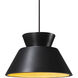 Radiance Collection - Trapezoid 1 Light 14 inch Carbon Matte Black with Champagne Gold internal finish Pendant Ceiling Light in Replaceable Bulb, Rigid Stem, Carbon Matte Black/Champagne Gold, Form+Finish+Function