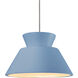 Radiance Collection - Trapezoid 1 Light 14 inch Sky Blue and Polished Chrome Pendant Ceiling Light in Replaceable Bulb, Rigid Stem, Form+Finish+Function