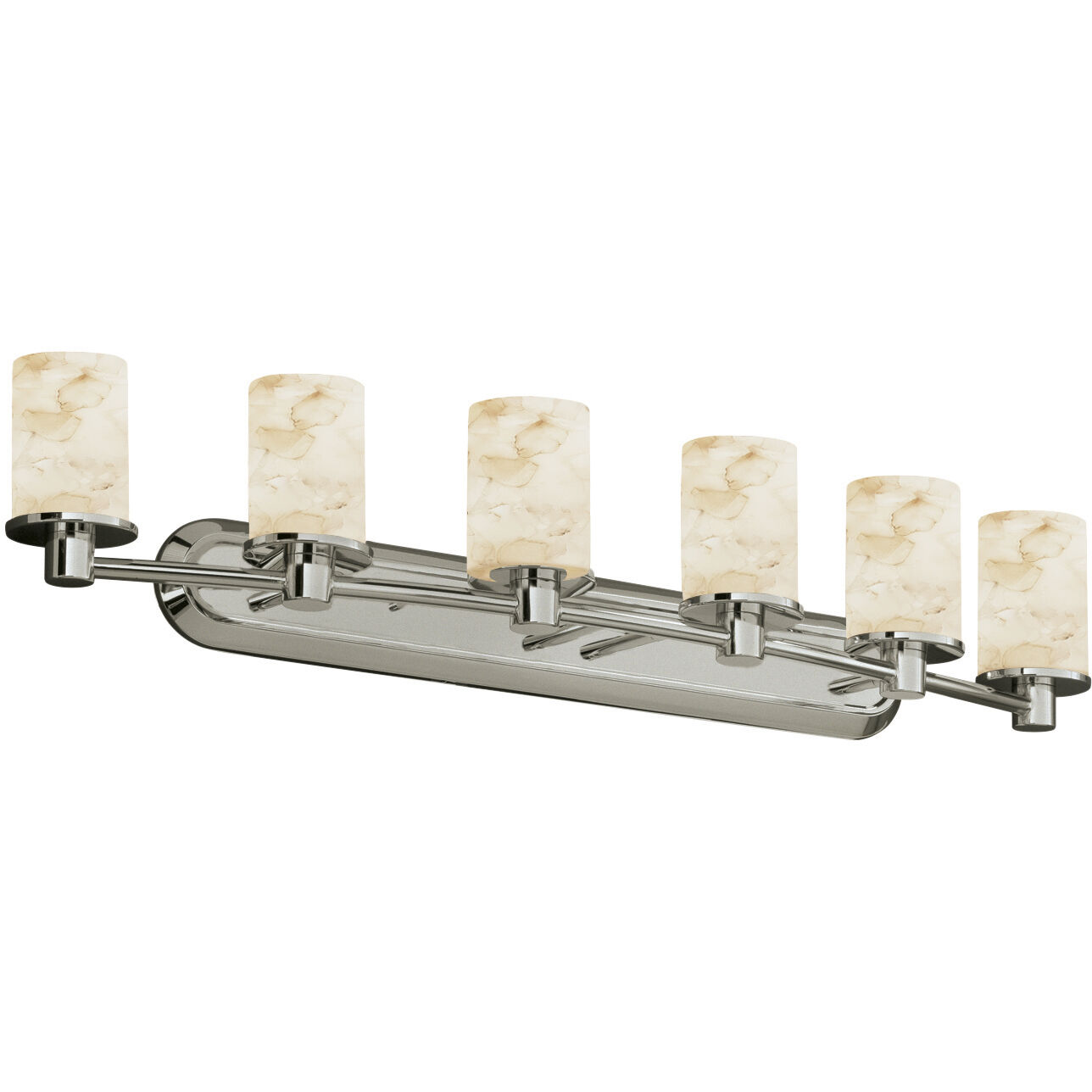 Alabaster Rocks 6 Light 43.75 inch Brushed Nickel Bath Bar Wall Light in Incandescent, Cylinder