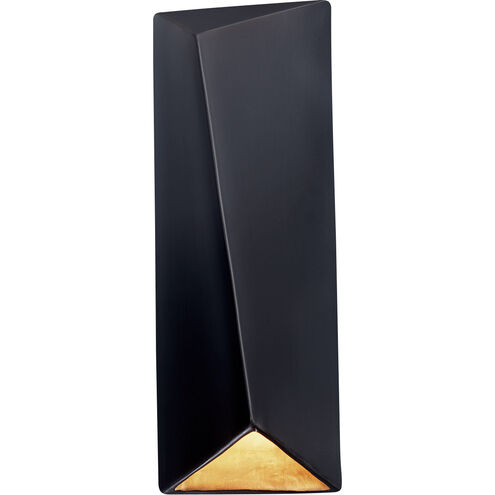 Ambiance LED 6 inch Carbon Matte Black with Champagne Gold ADA Wall Sconce Wall Light, Closed Top Fixture, Diagonal