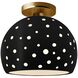Perforated Globe Semi-Flush Ceiling Light in Brushed Brass, Replaceable Bulb, Carbon Matte Black, 10W x 9H, Form+Finish+Function