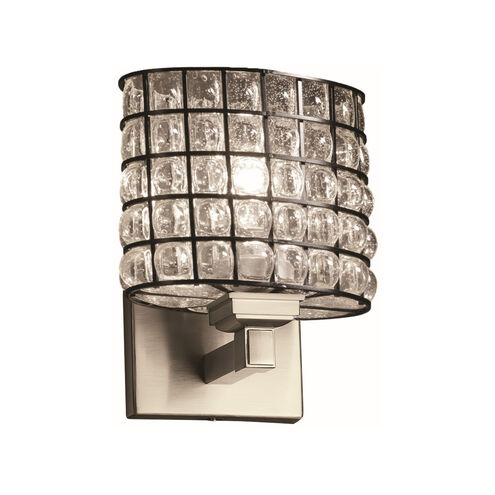 Wire Glass LED 7 inch Brushed Nickel ADA Wall Sconce Wall Light
