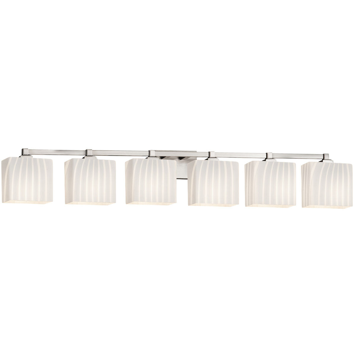 Fusion 6 Light 50.5 inch Brushed Nickel Vanity Light Wall Light in Rectangle, Incandescent, Ribbon Fusion