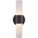 Fusion Collection - Cellini Family 4.5 inch Matte Black and Ribbed Opal ADA Wall Sconce Wall Light, EVOLV