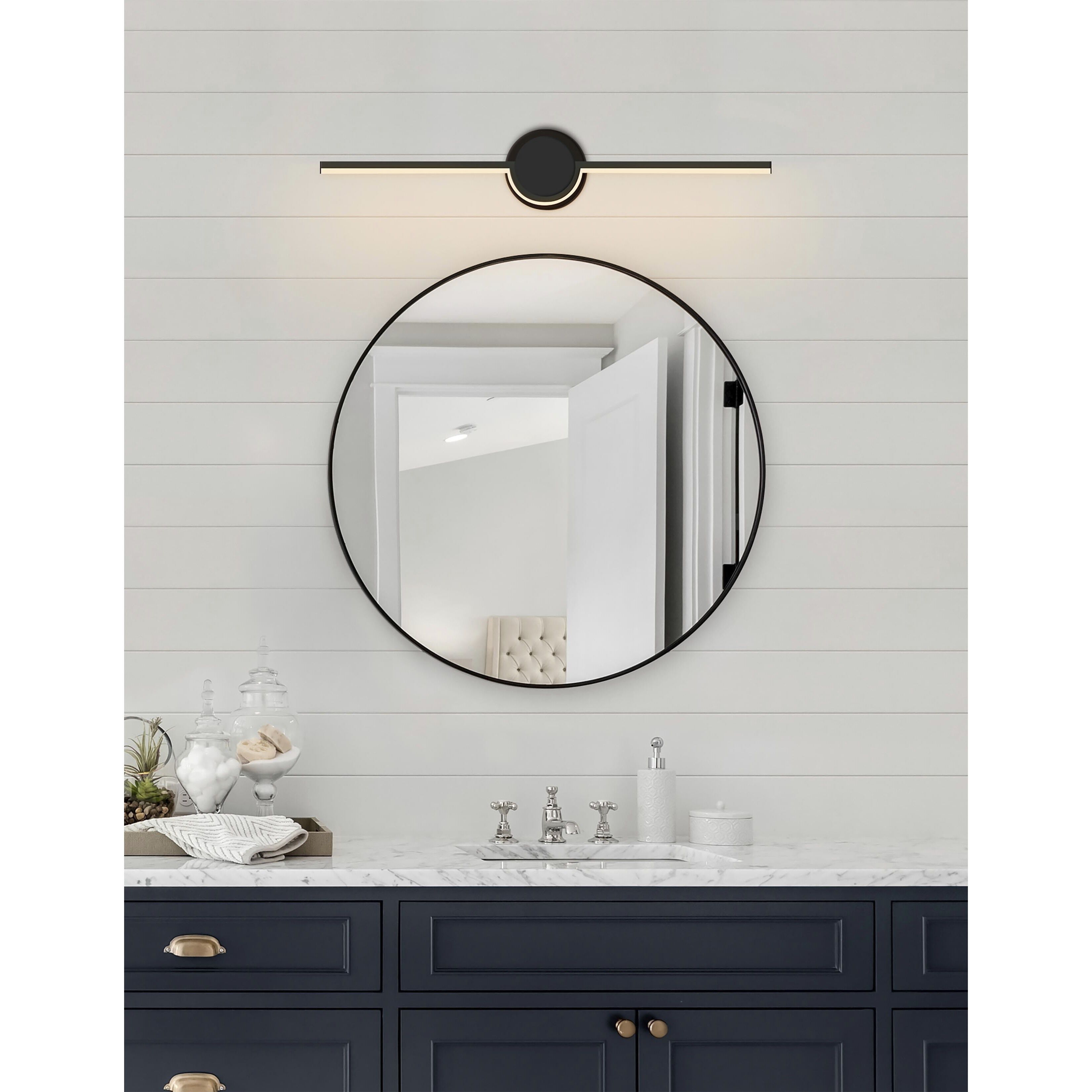 Semicirculo 1 Light 24 inch Matte Black Bath Vanity Light Wall Light