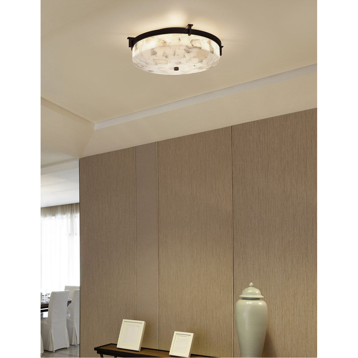Alabaster Rocks LED 16 inch Polished Chrome Flush Mount Ceiling Light in 1400 Lm LED