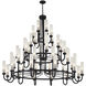 Anchor 48 Light 60.5 inch Matte Black and Clear Frosted Chandelier Ceiling Light