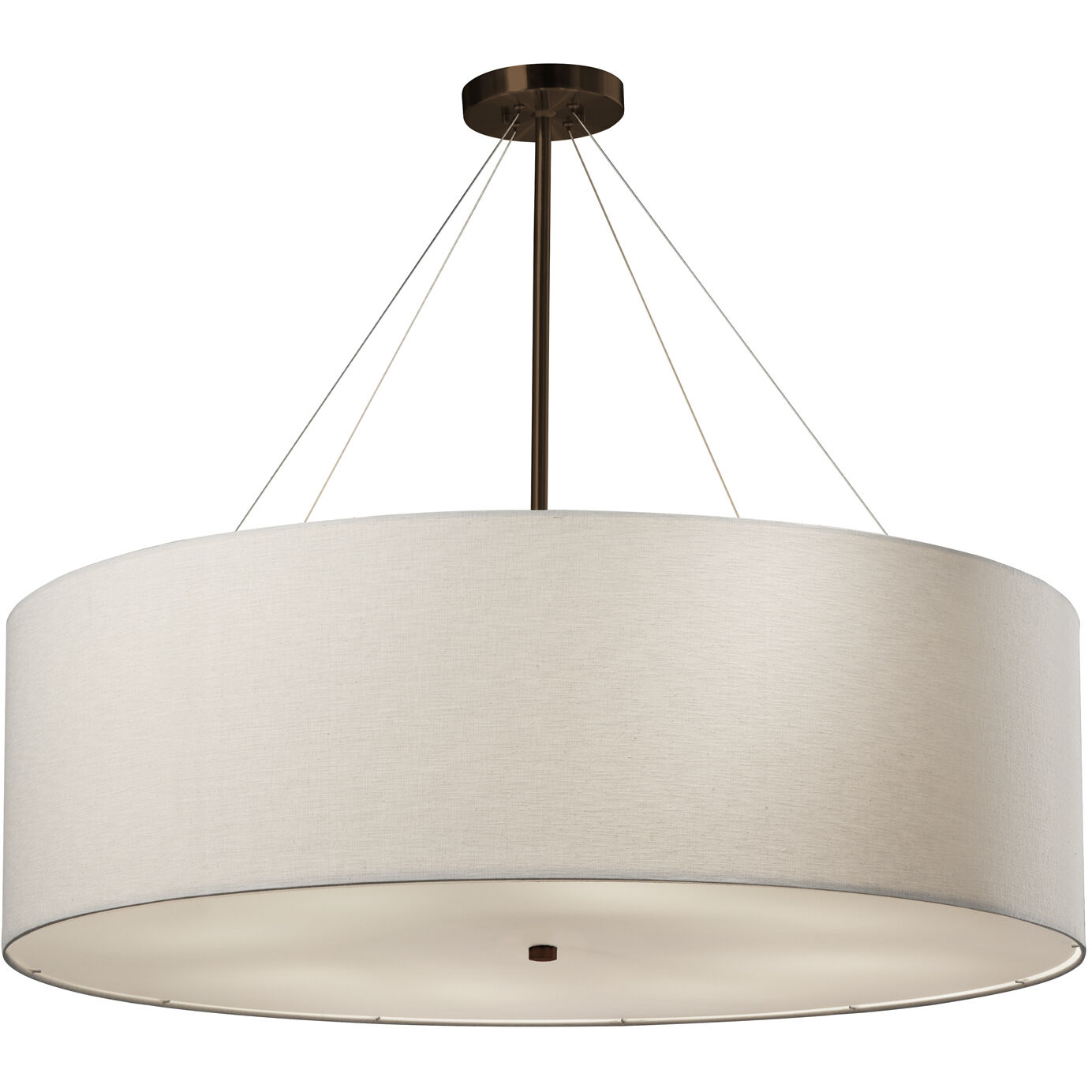Textile Collection - Classic Family 8 Light 36 inch Dark Bronze Drum Pendant Ceiling Light in Incandescent, White Linen, Classic Family