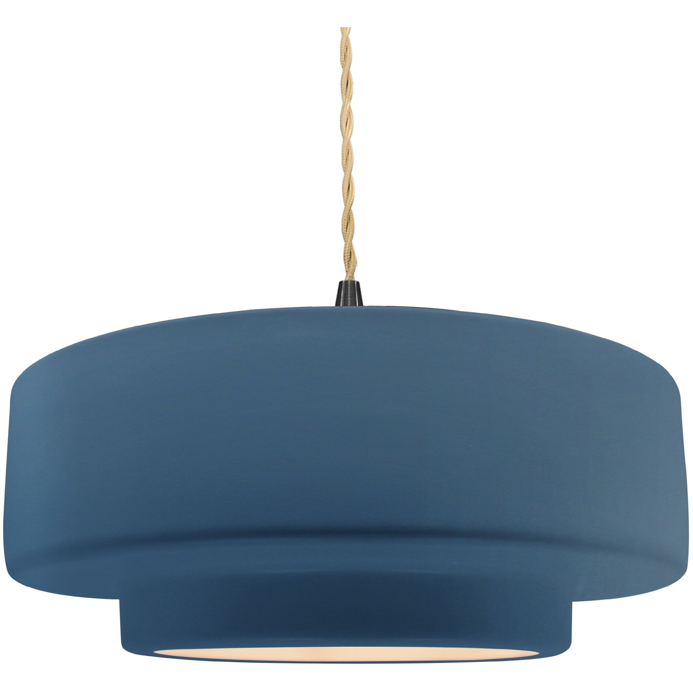 Radiance Collection - Tier Pendant Ceiling Light in Matte Black, Replaceable Bulb, Beige Twist Cord, Midnight Sky/Matte White, 16.25W x 6H, Form+Finish+Function