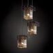 Metropolis 3 Light 7 inch Dark Bronze Pendant Ceiling Light in Mercury Glass, Square with Flat Rim