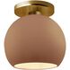 Radiance 1 Light 10 inch Adobe and Brushed Brass Semi Flush Ceiling Light
