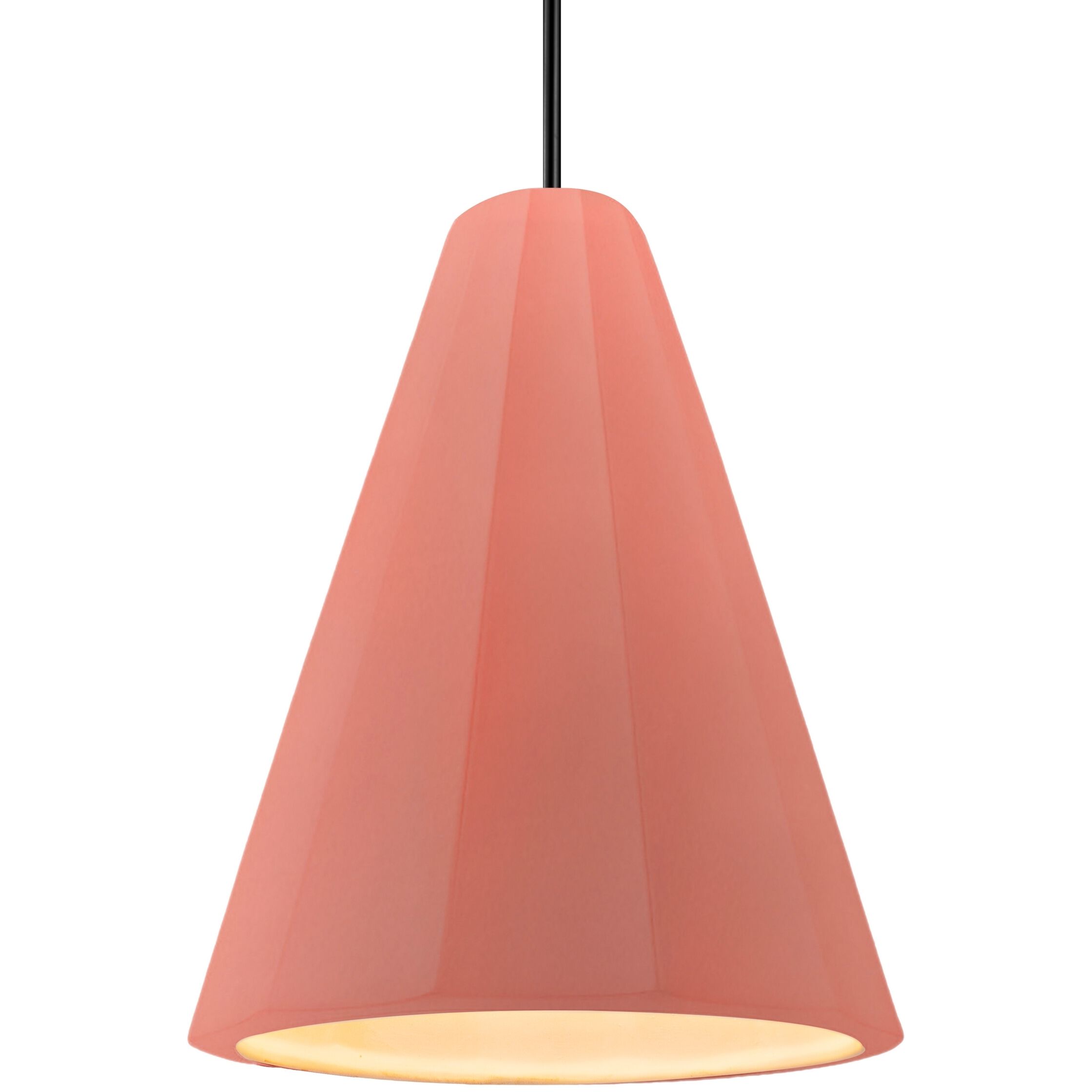 Radiance Collection - Fluted Pendant Ceiling Light in Matte Black, Dedicated LED, Rigid Stem, Gloss Blush, 9W x 13H, Form+Finish+Function
