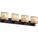 Alabaster Rocks 4 Light 35.25 inch Matte Black Bath Bar Wall Light in Oval, Incandescent