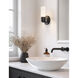 Fusion Collection - Cellini Family 4.5 inch Matte Black and Ribbed Opal ADA Wall Sconce Wall Light, EVOLV