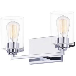 Fusion Collection - Cilindro 14.25 inch Clear Glass Bath Bar Wall Light in Polished Chrome