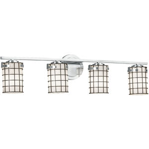 Wire Glass 31.5 inch Polished Chrome Bath Bar Wall Light in Swirl with Clear Bubbles, Incandescent, Atlas