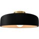 Radiance LED 16 inch Carbon Matte Black and Brushed Brass Semi Flush Ceiling Light