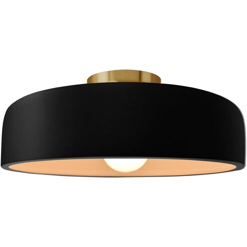 Radiance LED 16 inch Carbon Matte Black and Brushed Brass Semi Flush Ceiling Light