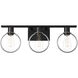EVOLV 24 inch Matte Black with Chrome Ring Bath Bar Wall Light in Matte Black / Chrome Ring